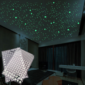 202 pcs/set 3D Bubble Luminous Stars Dots Wall Sticker kids room bedroom home decoration decal Glow in the dark DIY Stickers