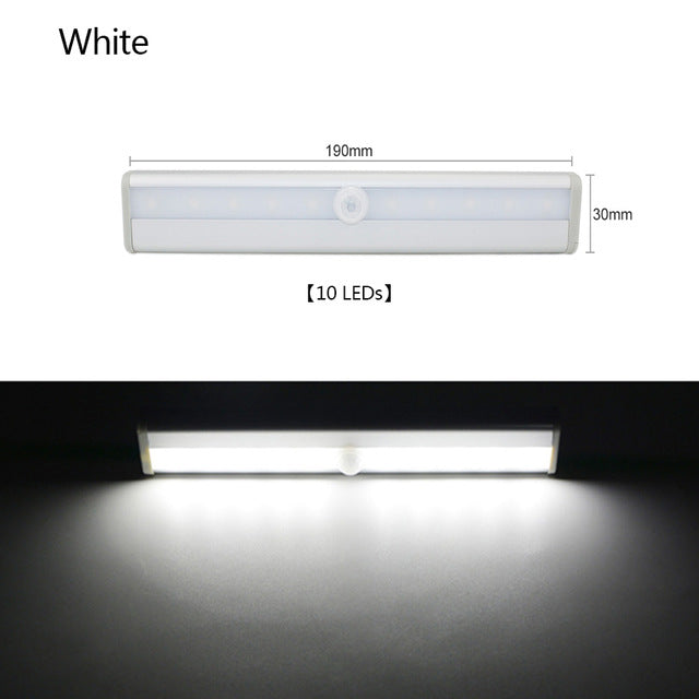 PIR Motion Sensor LED Under Cabinet Light Auto On/Off  6/10 LEDs 98/190mm For Kitchen Bedroom Closet Wardrobe Night Lights