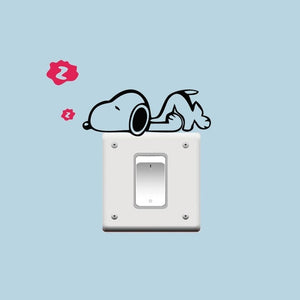 XXYYZZ DIY funny Cute Sleeping Cat Dog Switch Stickers Wall Stickers Decal Home Decoration Bedroom Living Room Parlor Decoration