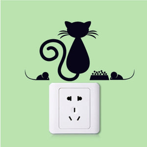 XXYYZZ DIY funny Cute Sleeping Cat Dog Switch Stickers Wall Stickers Decal Home Decoration Bedroom Living Room Parlor Decoration
